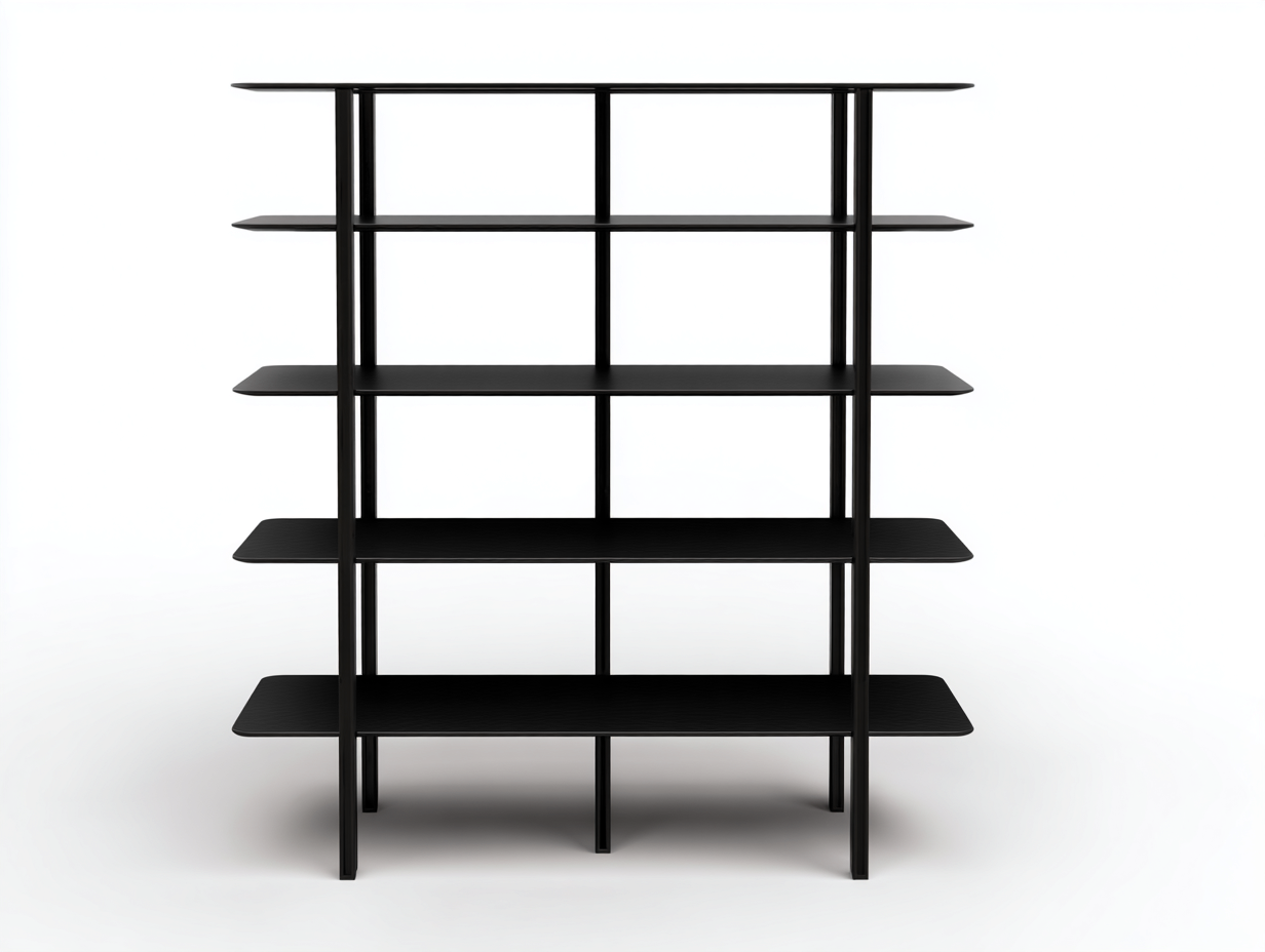 Librería-metal-estantes abiertos-120x35x180 cm-negro-diseño moderno interior