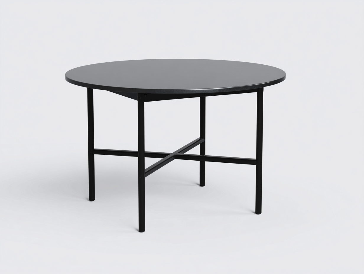 Mesa de comedor redonda metal y tablero 120x120x75 cm-negro-diseño moderno para comedor