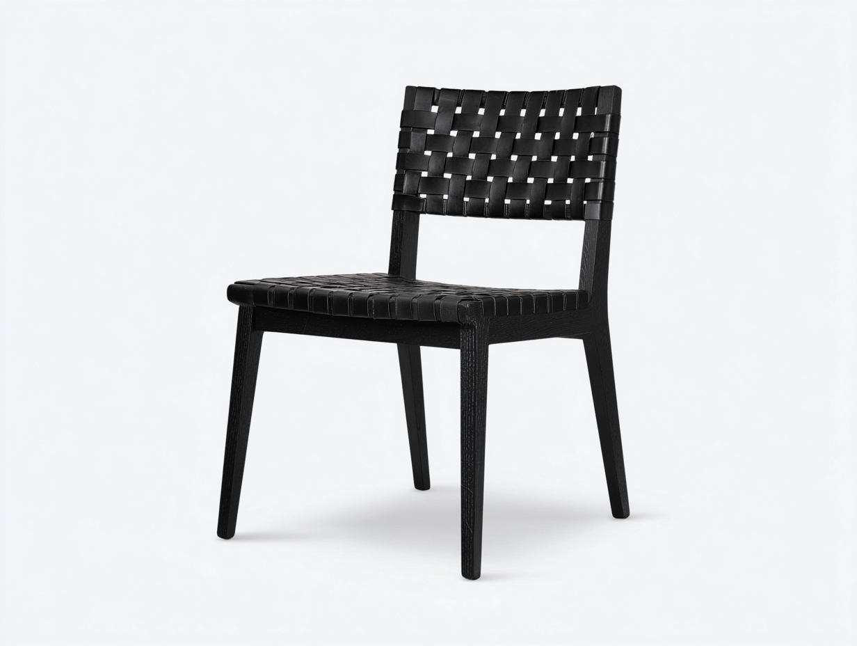 Sillas de jardín madera y asiento trenzado 50x55x84 cm-negro-diseño moderno para exterior