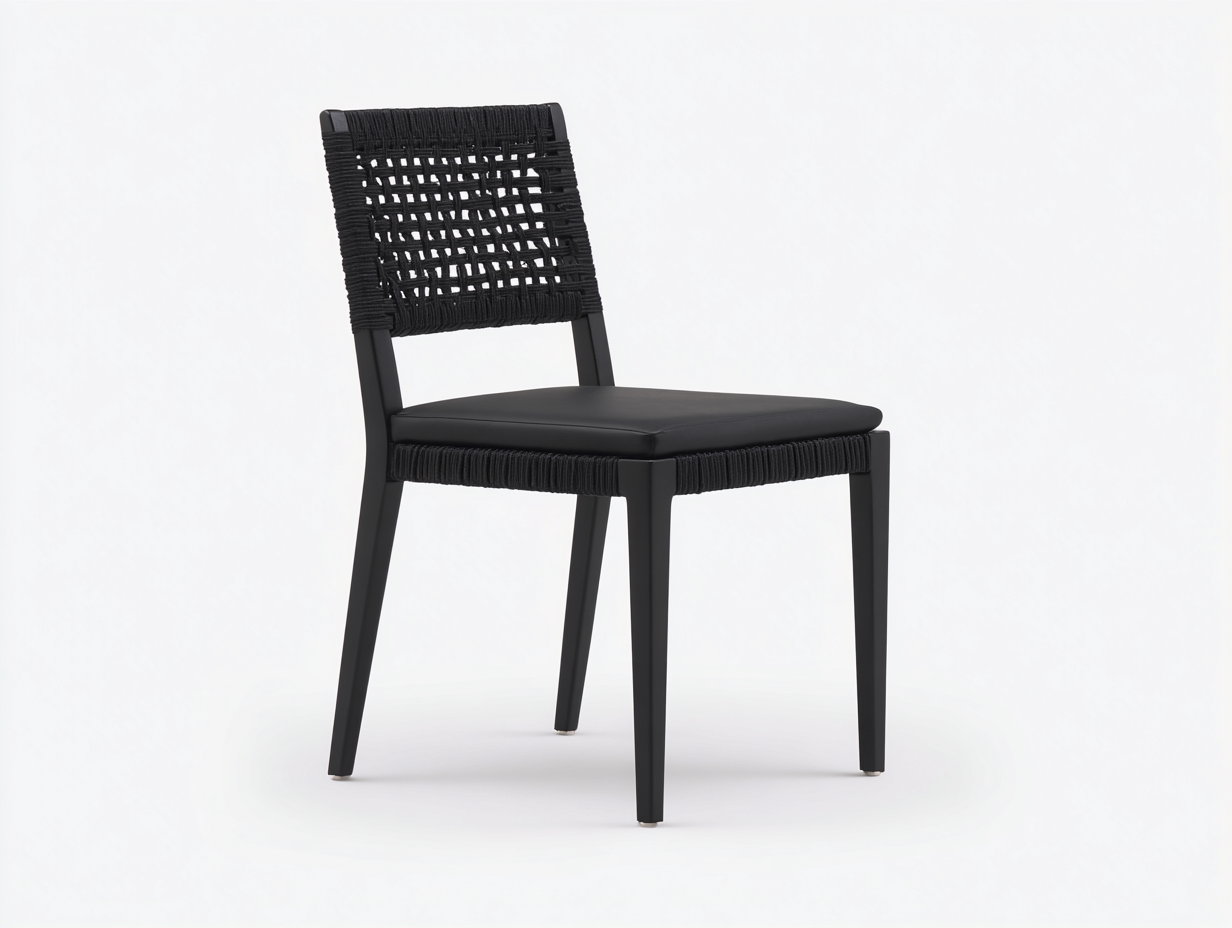 Sillas de jardín estructura metálica y cuerda trenzada 50x55x86 cm-negro-diseño moderno para exterior