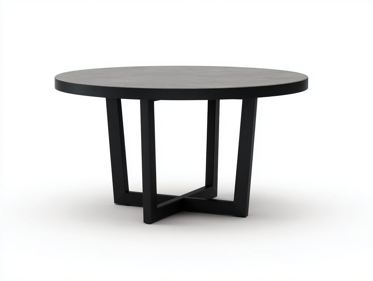 Mesa de comedor redonda madera 120x120x75 cm-negro-diseño moderno para comedor