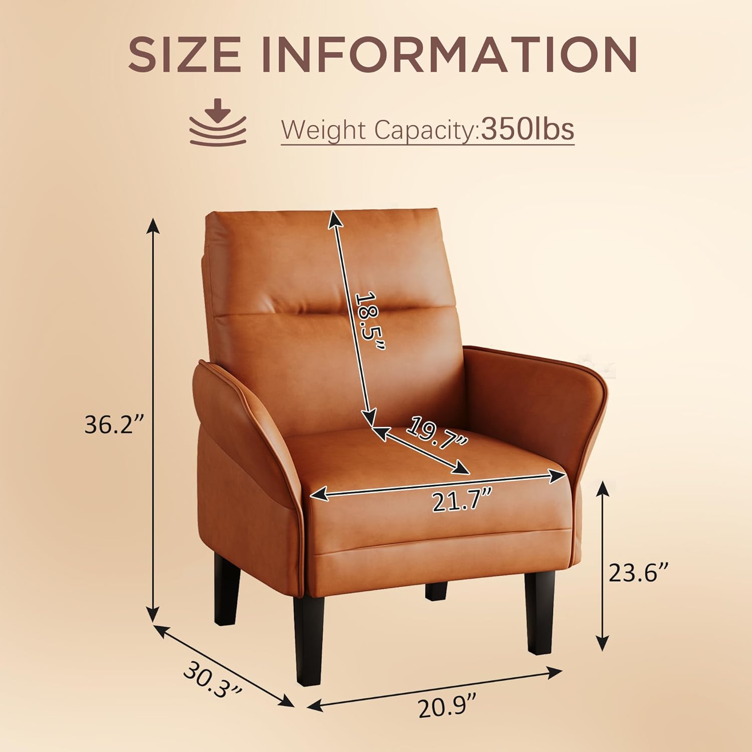 Morden Accent Chair with PU Leather Armrest