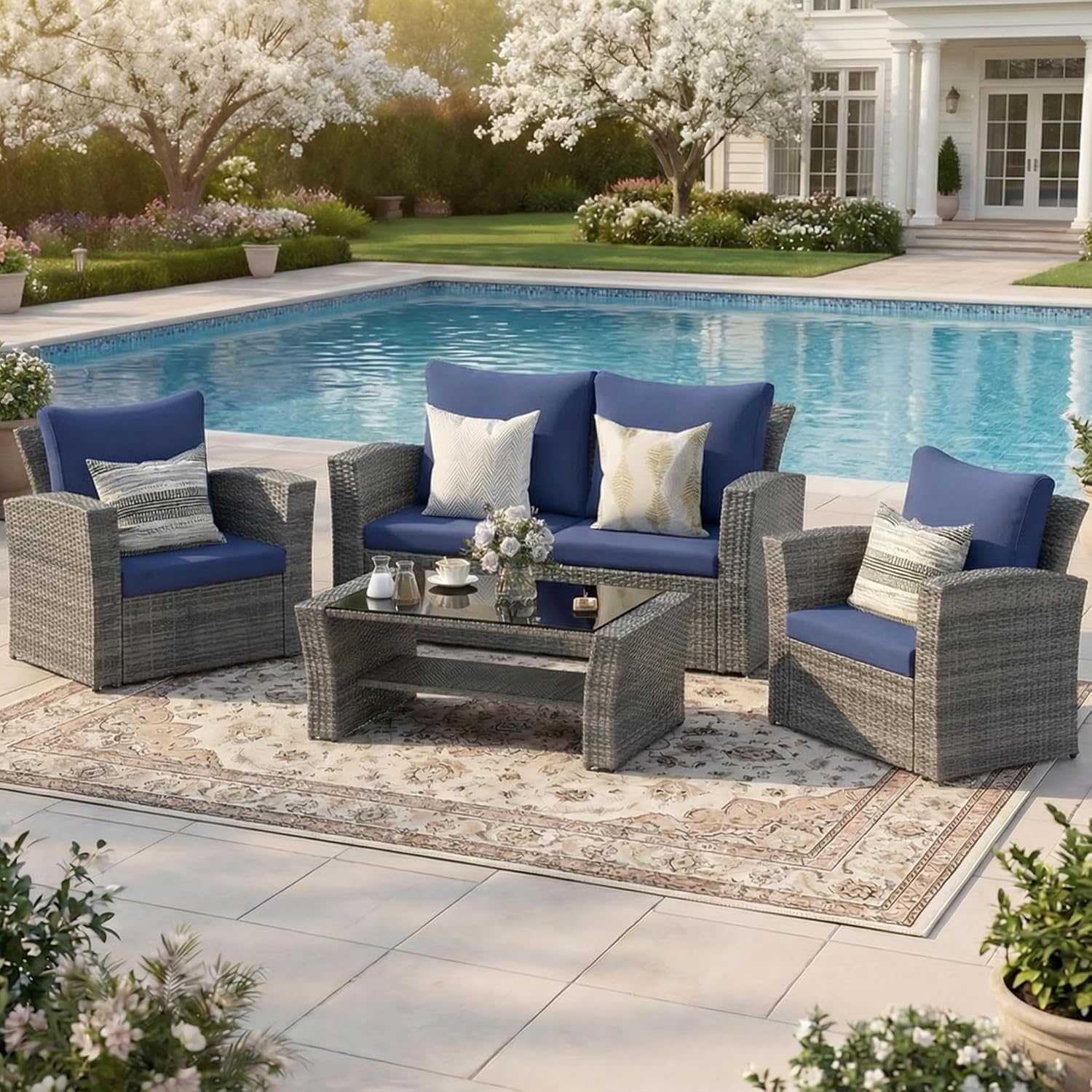 Wicker Outdoor Patio Conversation Furniture Set