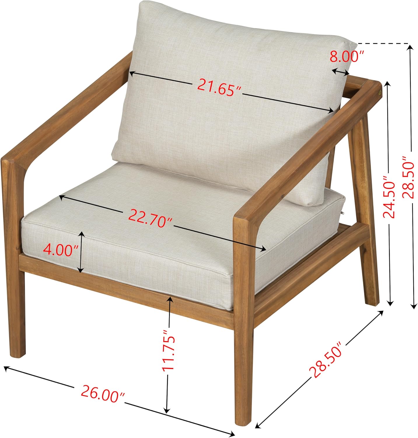 Patio Furniture Acacia Wood Club Chairs