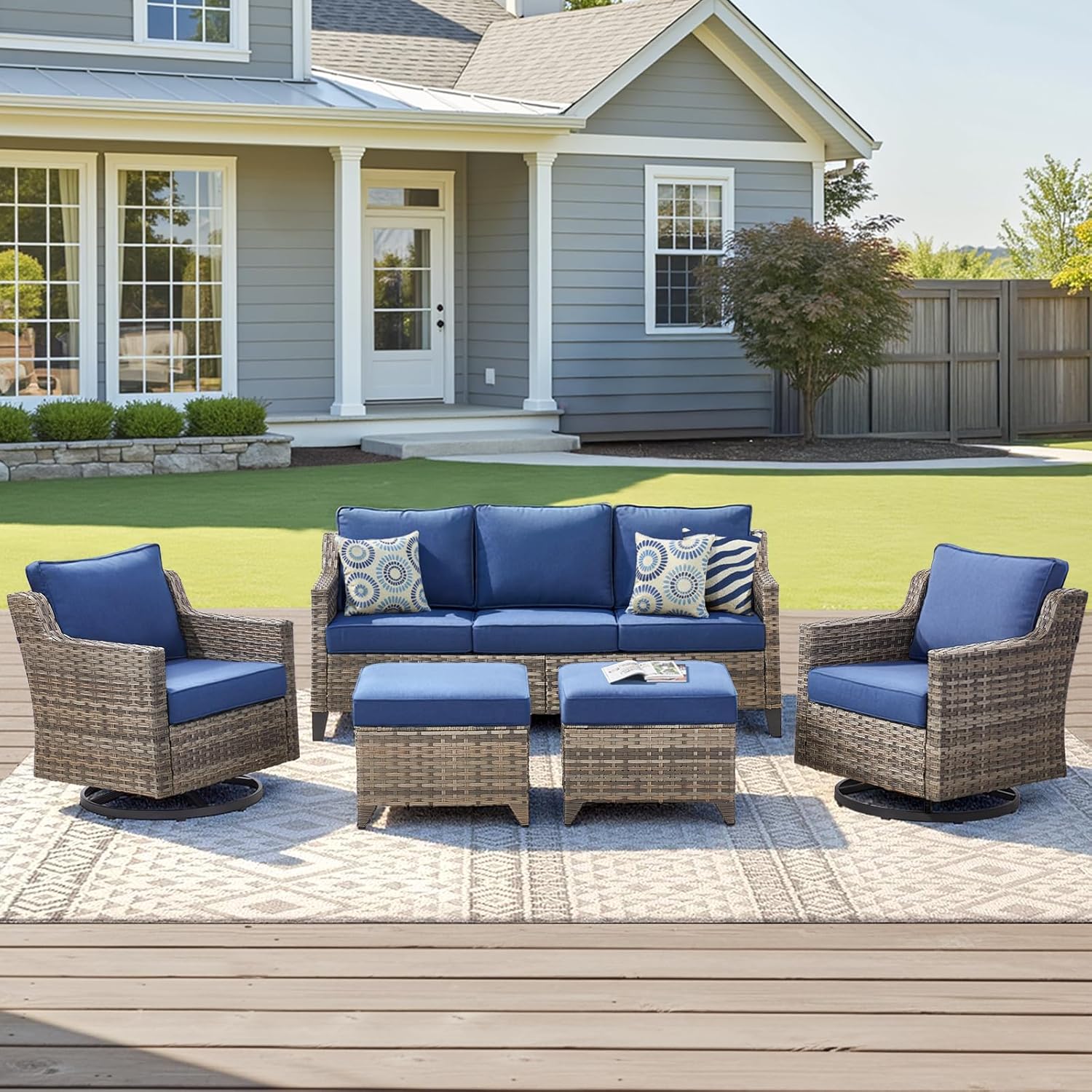 Outdoor Patio Conversation Set for Garden Porch Deck Grey/Beige