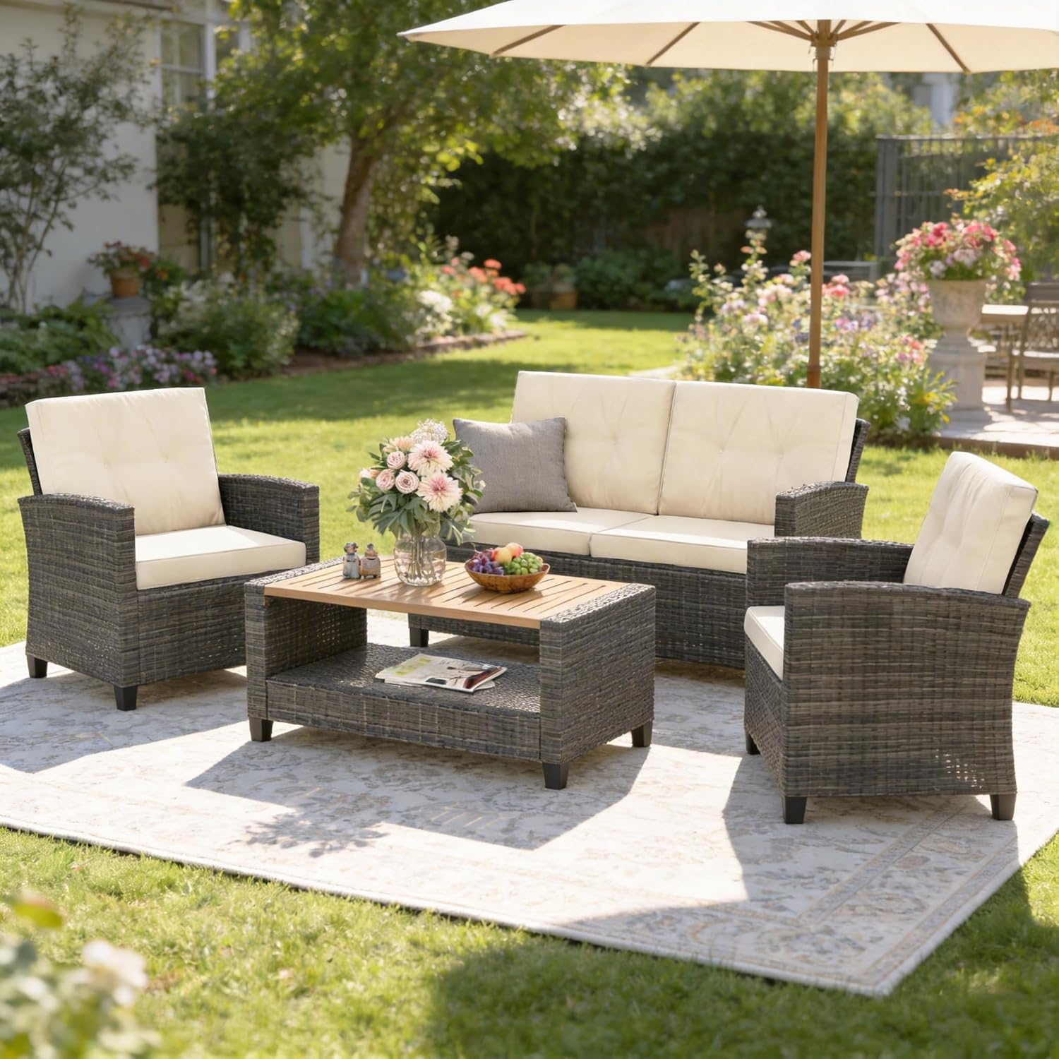 Wicker Outdoor Patio Conversation Furniture Set