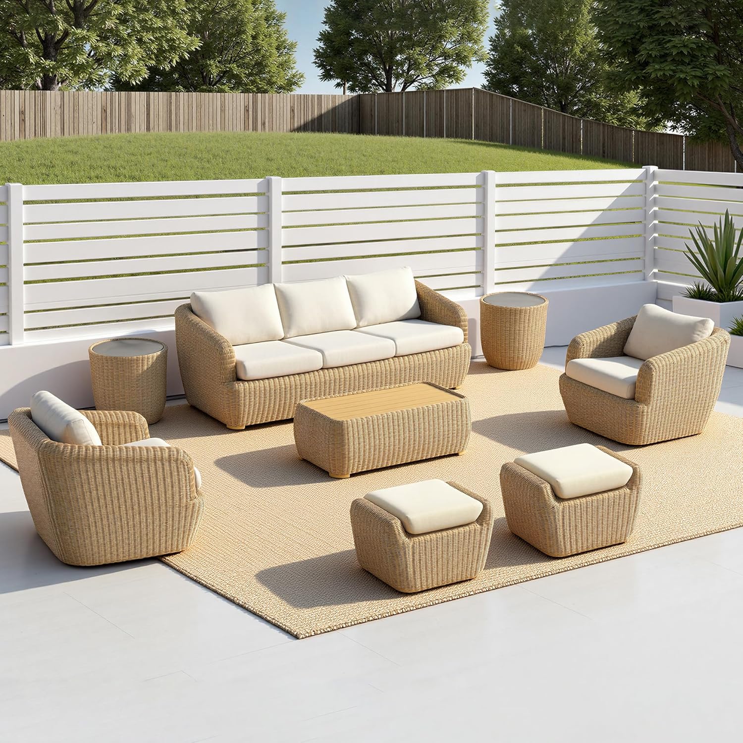 8 Pieces Patio Wicker Furniture Set
