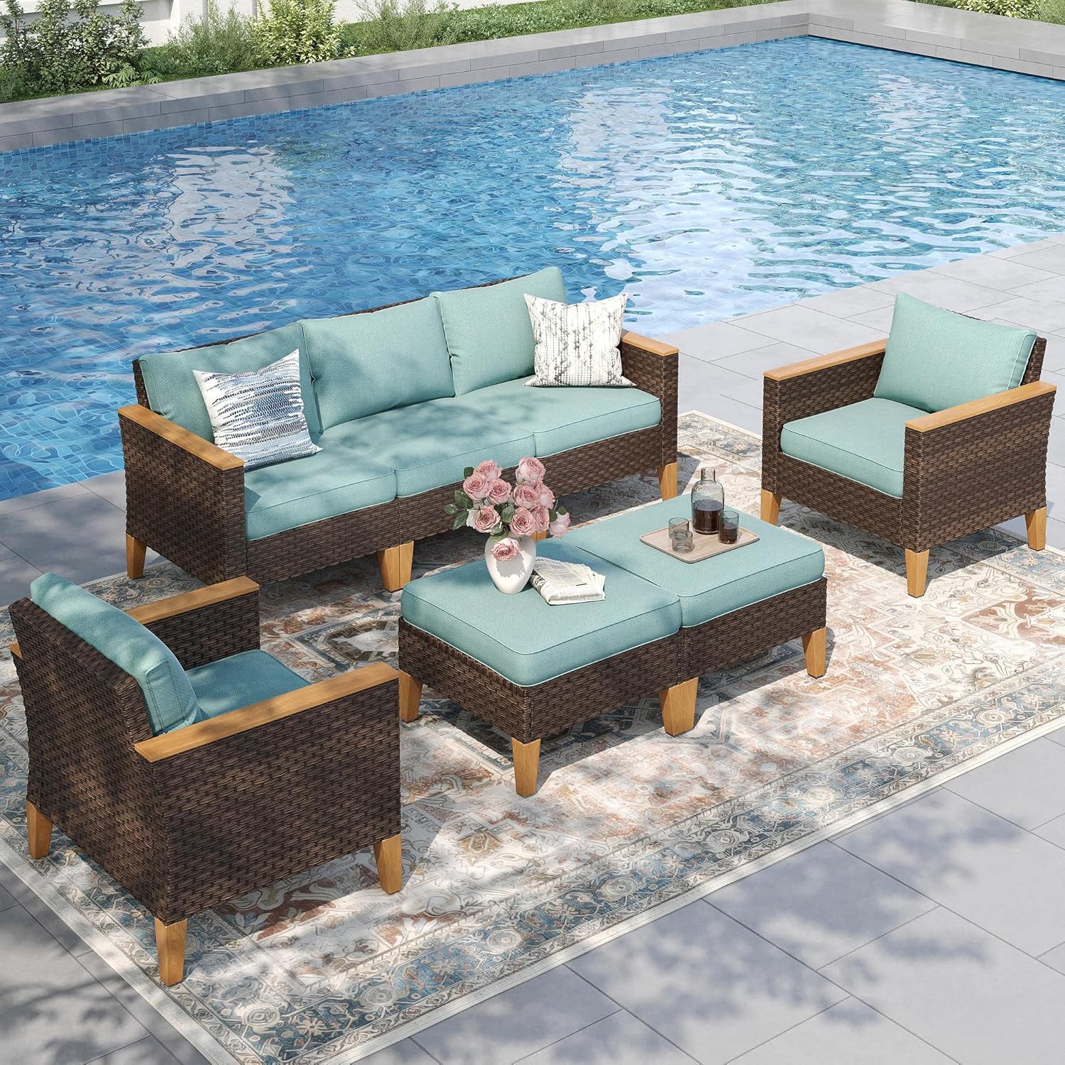 7-Piece Wicker Patio Conversation Set
