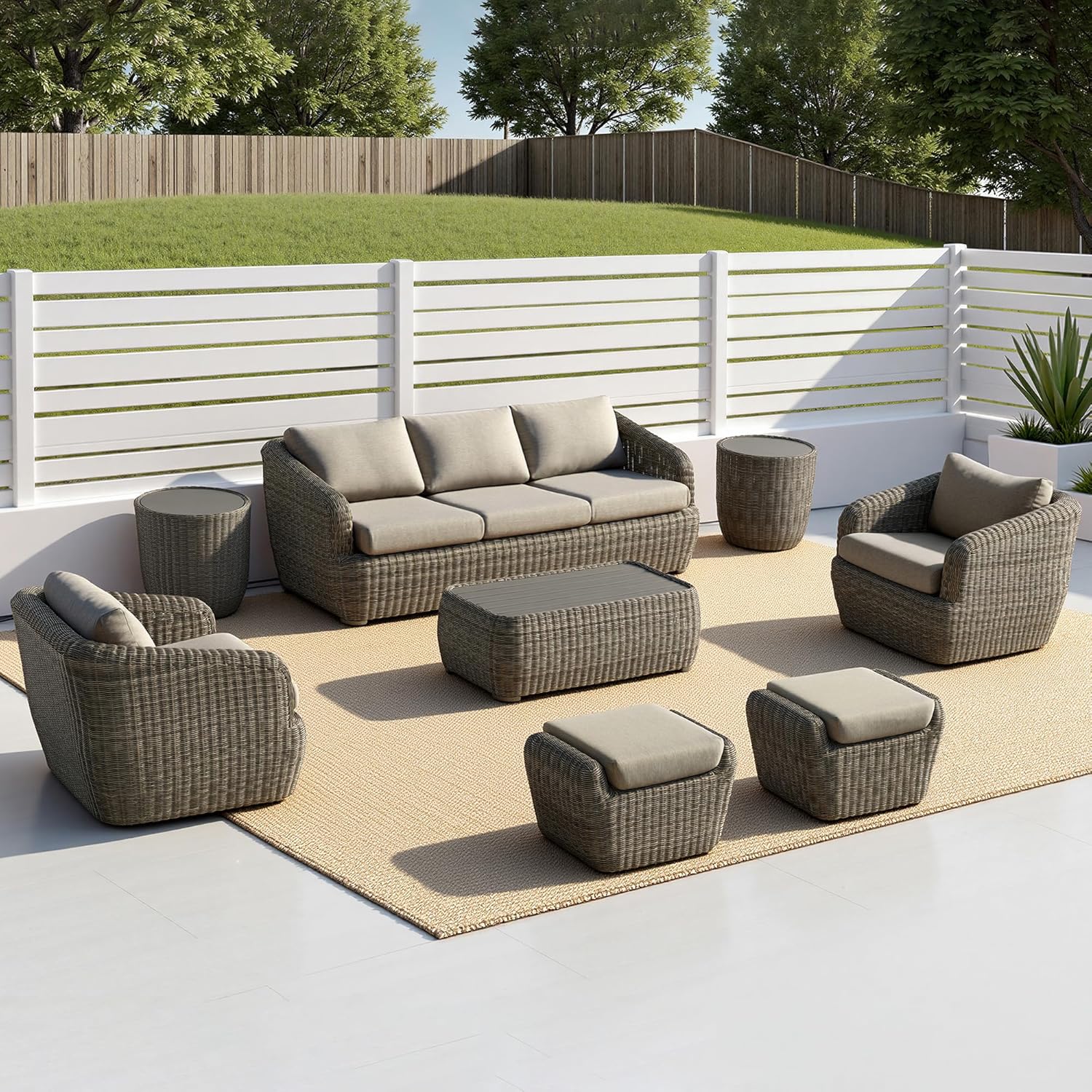 8 Pieces Patio Wicker Furniture Set