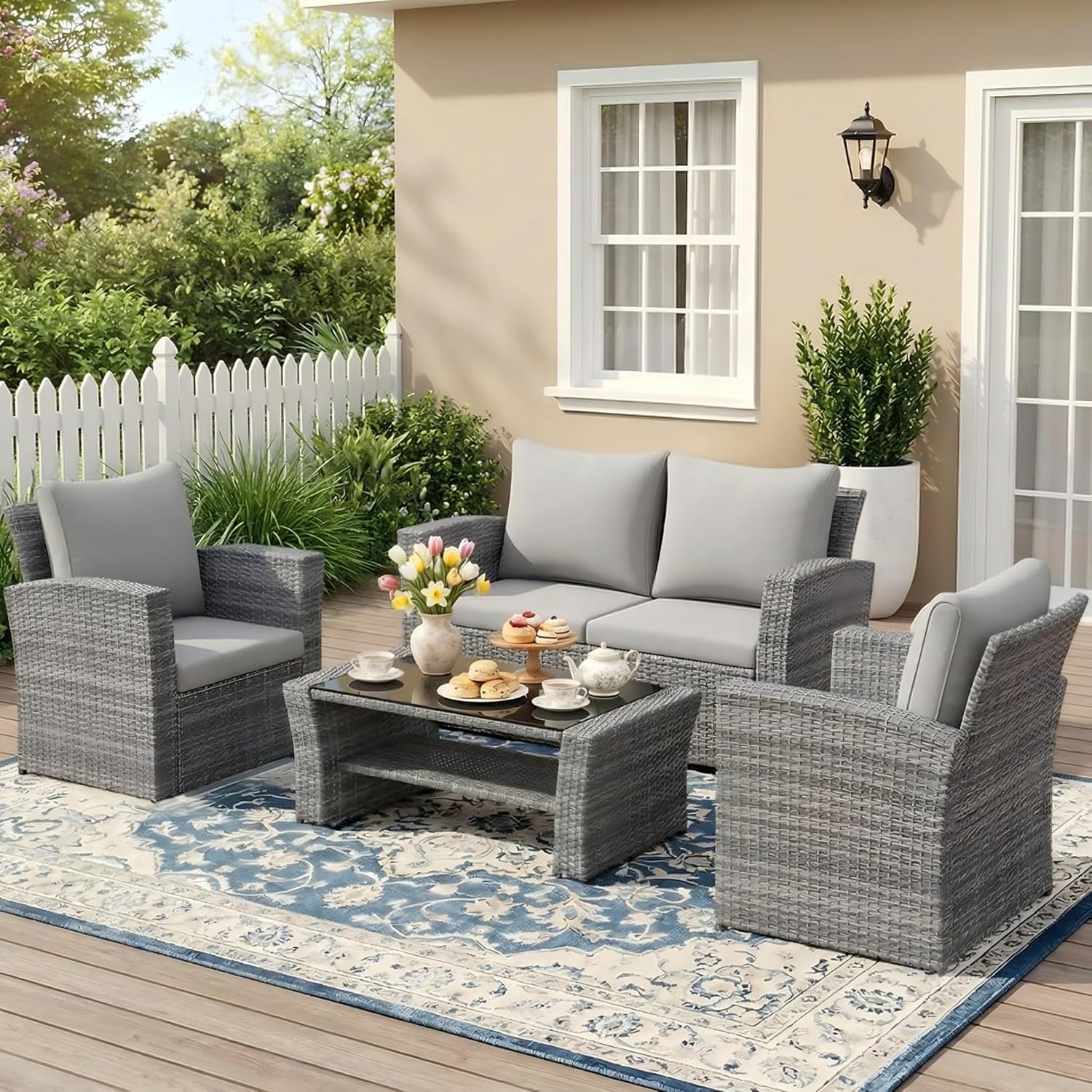 Wicker Outdoor Patio Conversation Furniture Set