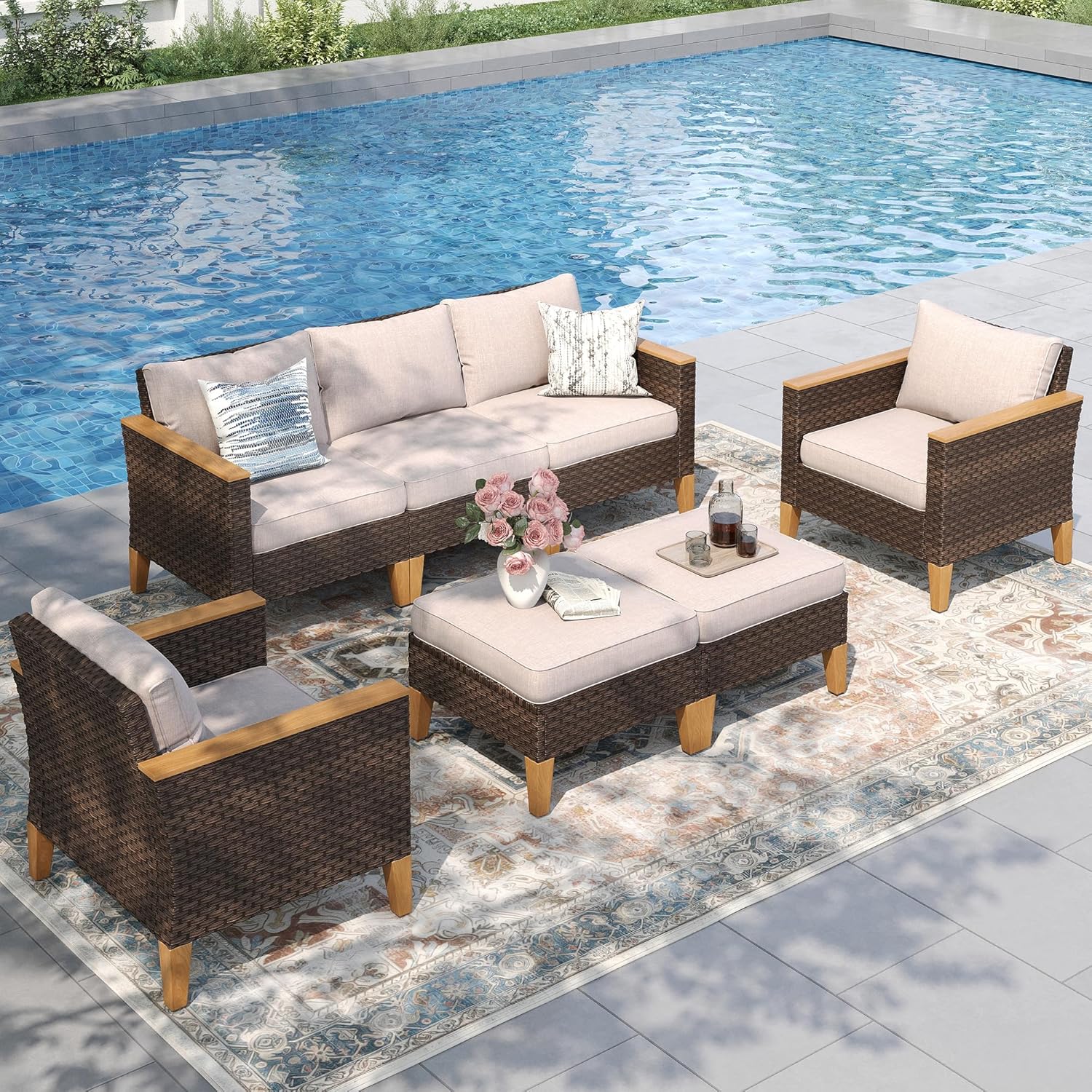7-Piece Wicker Patio Conversation Set