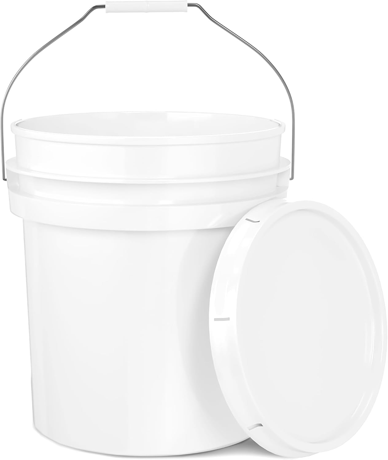 5-Gallon White Bucket Pail Container with Lid 