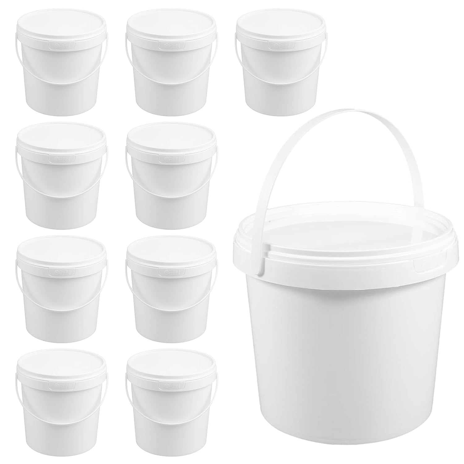 10 Pcs Plastic Bucket with Lid, 1.5 Quart Thickened Storage Bucket