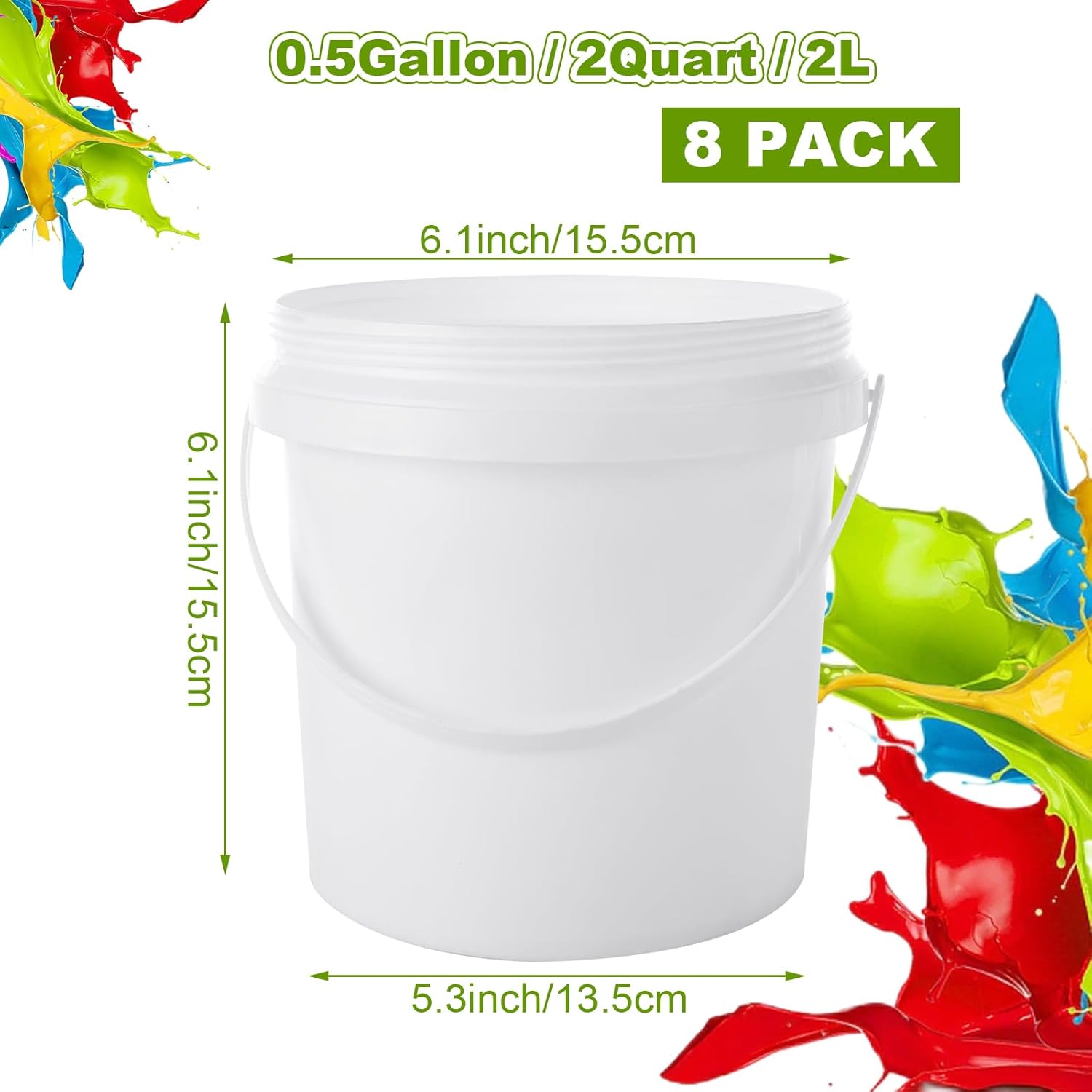 10 Pcs Plastic Bucket with Lid, 1.5 Quart Thickened Storage Bucket