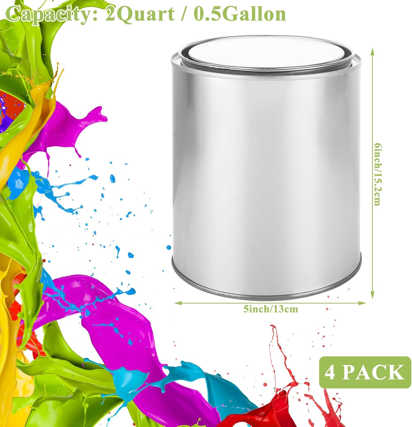 4 Pack 2 Quart Paint Cans with Lids Small Paint Bucket for Painting Metal Paint Containers with Lids Empty Paint Cans
