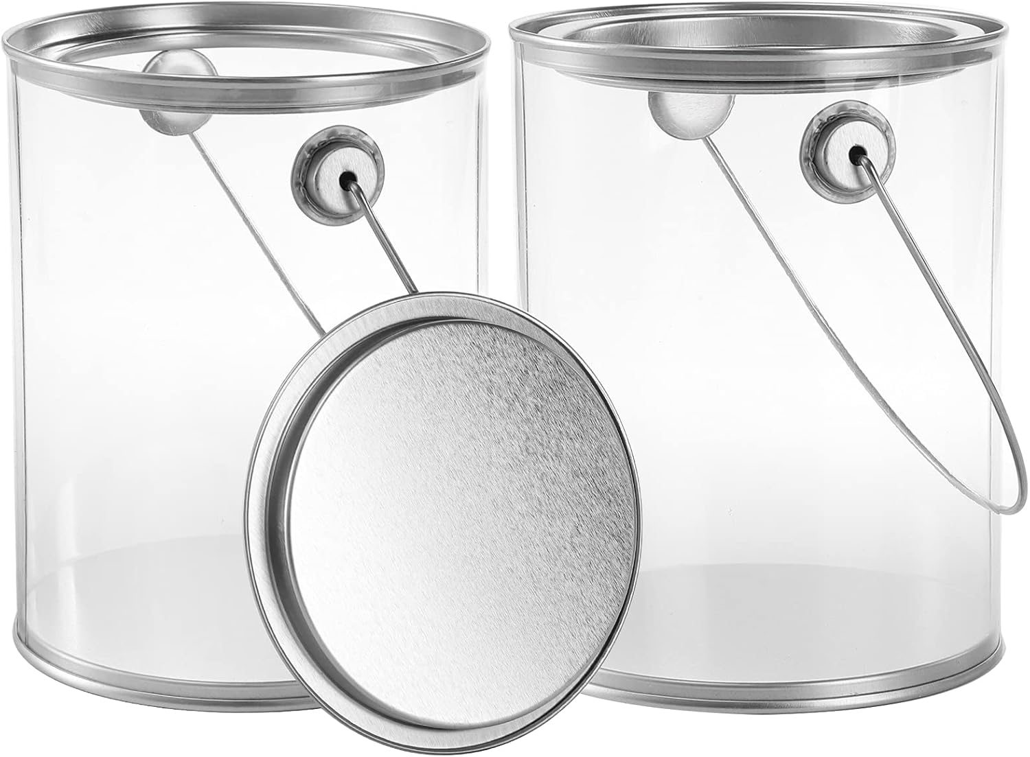 9 Pack Clear Paint Can Containers with Metal Lids
