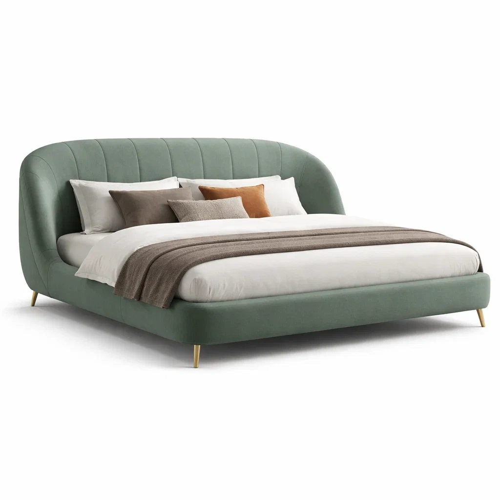 Curved Upholstered Bed-yavniro