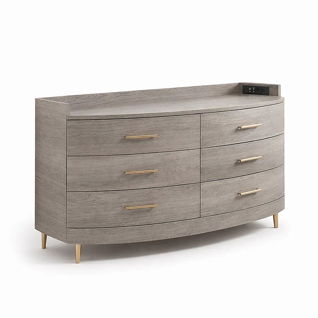 Modern Curved Wood Dresser-yavniro