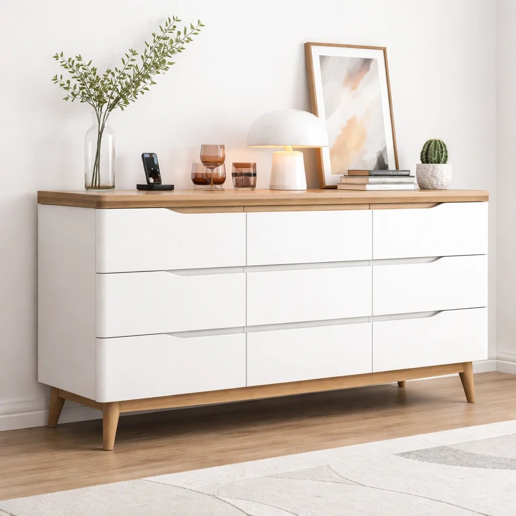 Modern White Wood Dresser-yavniro