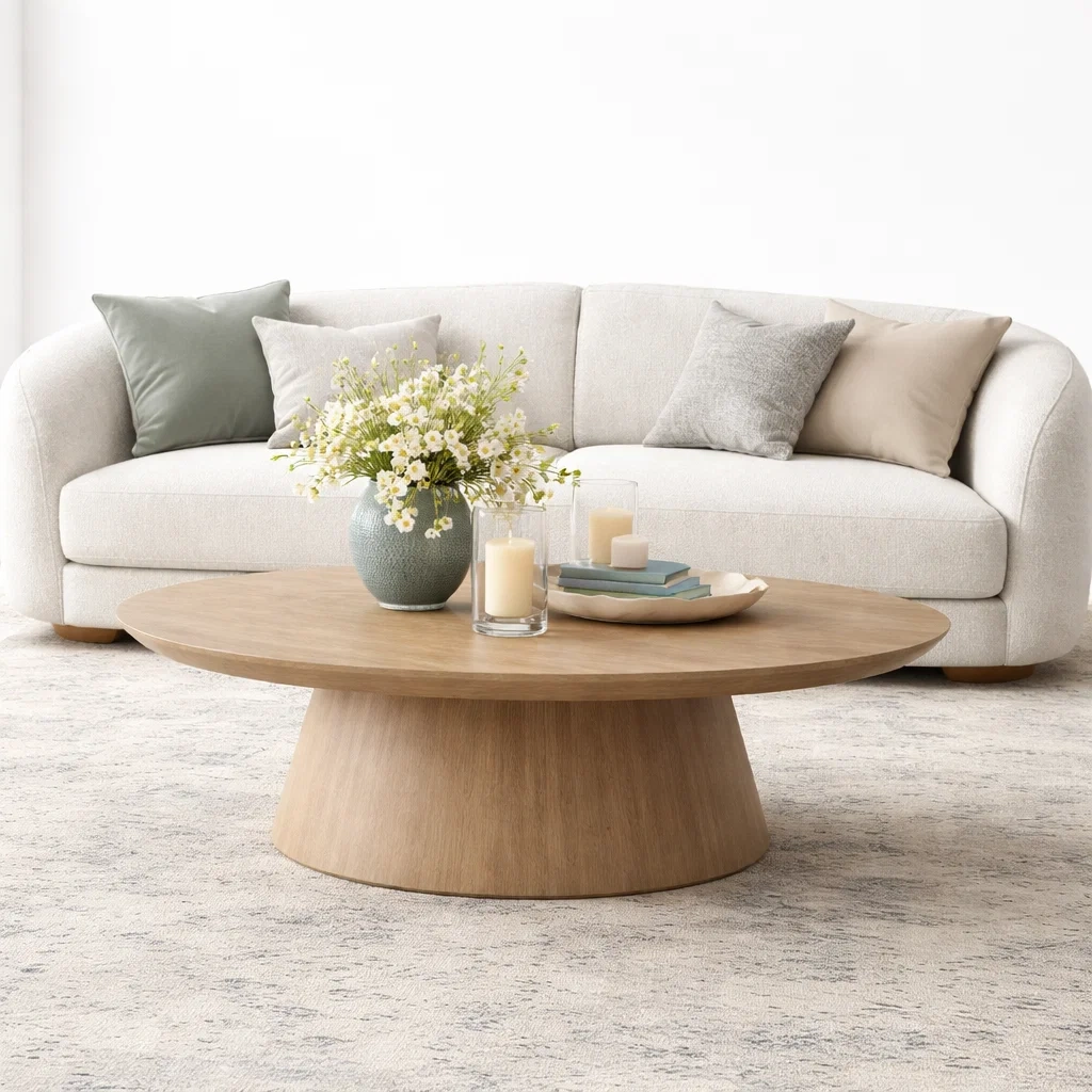 Modern Round Wood Coffee Table-yavniro