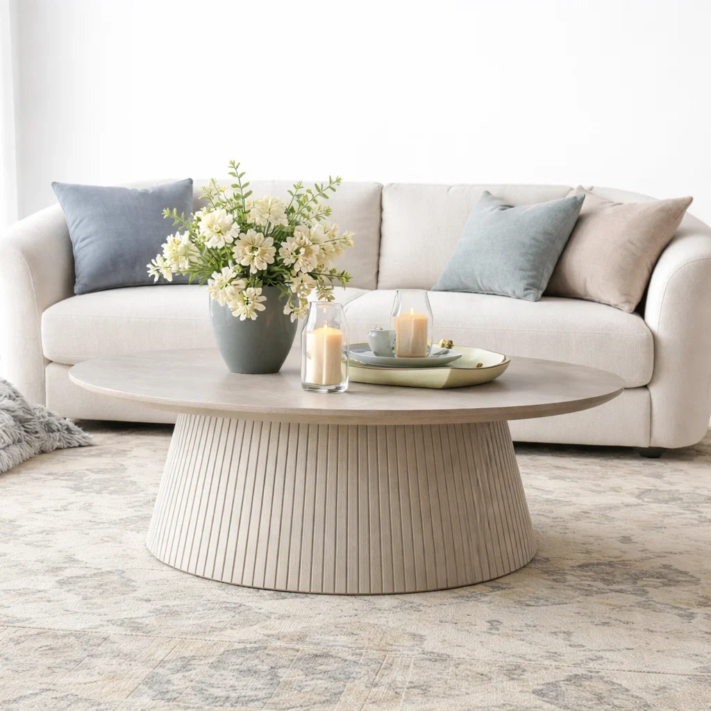 Fluted Round Coffee Table-yavniro