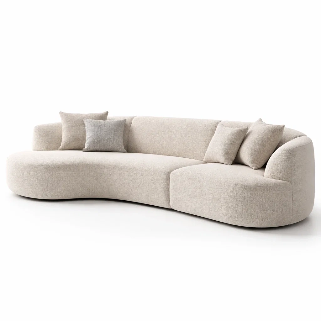 Curved Modern Boucle Sofa-yavniro