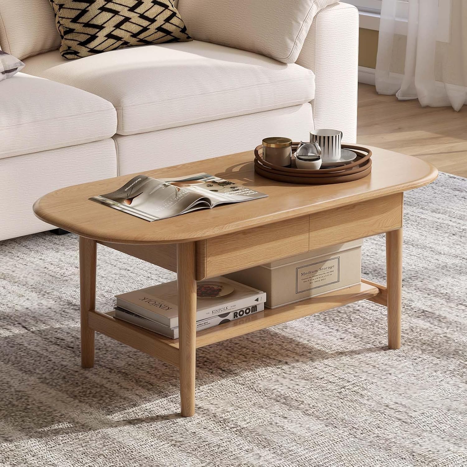 Solid Wood Coffee Table for Living Room