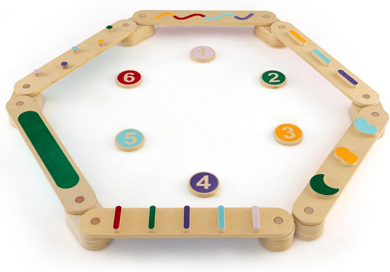 Montessori Wooden Balance Beam Step Stones, Double-Sided 12-pcs Kids Gymnastics Obstacle Course Balance Board Playset for Coordination