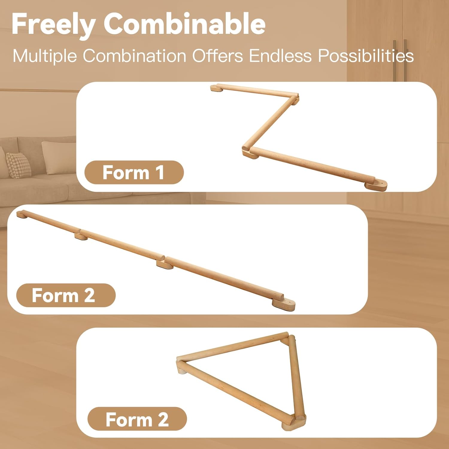 8 FT Adjustable Beech Wood Balance Beam for Indoor and Outdoor UseImprove Balance