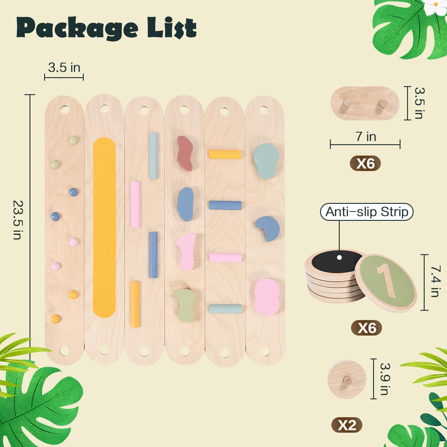 6 PCS Toddler Waldorf and Montessori Balance Board, Motor Skill Stepping Toy for Kids 3-5 Years