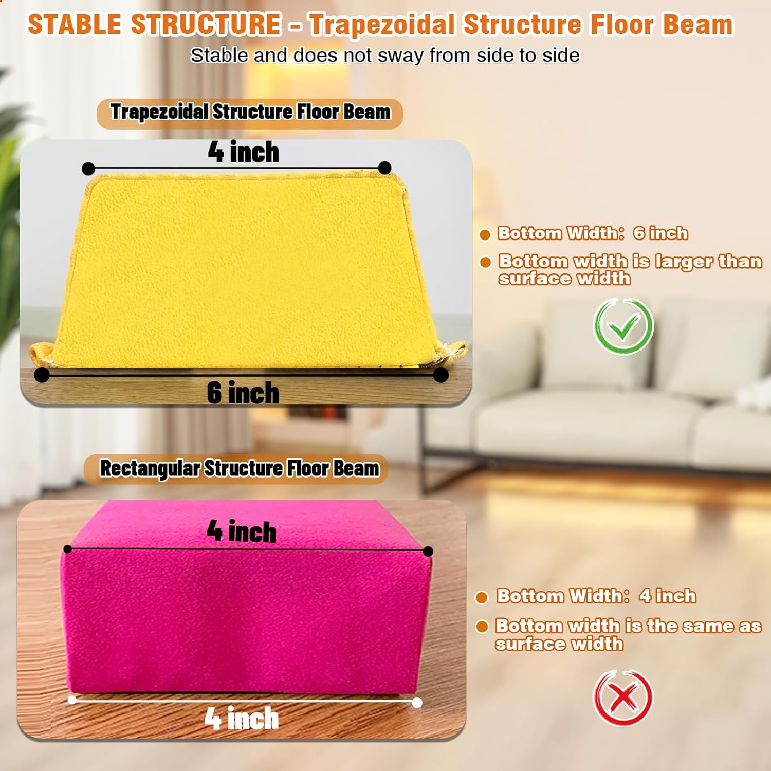 6 FT Folding Gymnastics Beam Foam Balance Floor Beam - Extra Firm - Suede Cover