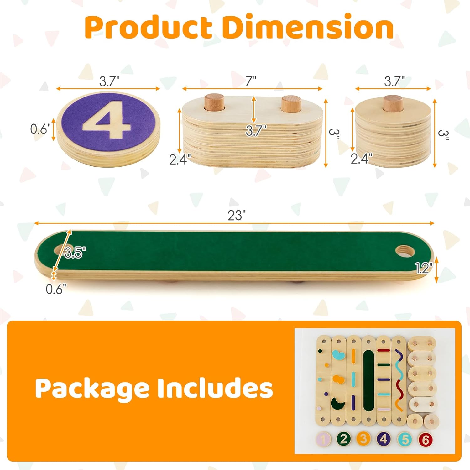 Montessori Wooden Balance Beam Step Stones, Double-Sided 12-pcs Kids Gymnastics Obstacle Course Balance Board Playset for Coordination