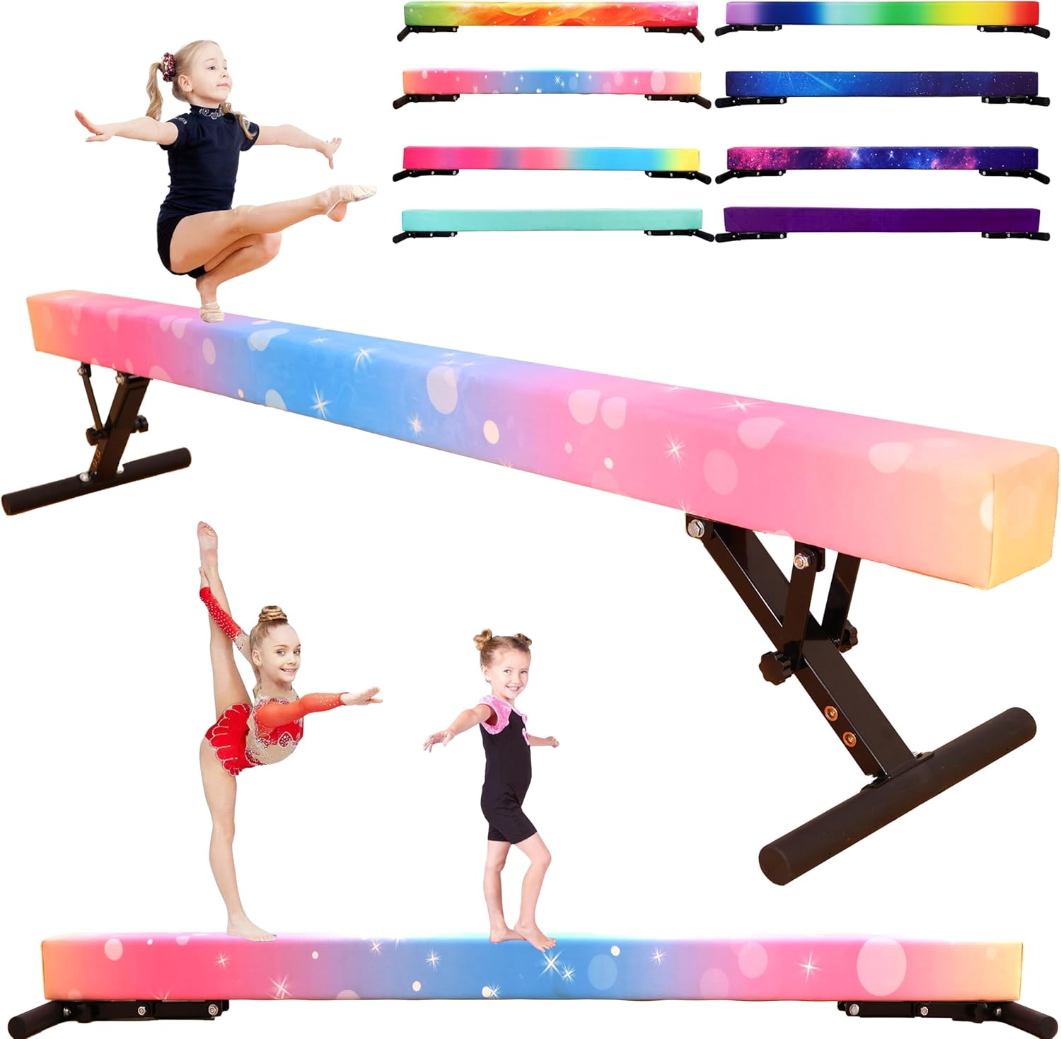 Adjustable Balance Beam 8 ft Gymnastic Beam Adjustable Height for Kids and Teenage of All Gymnastic Levels