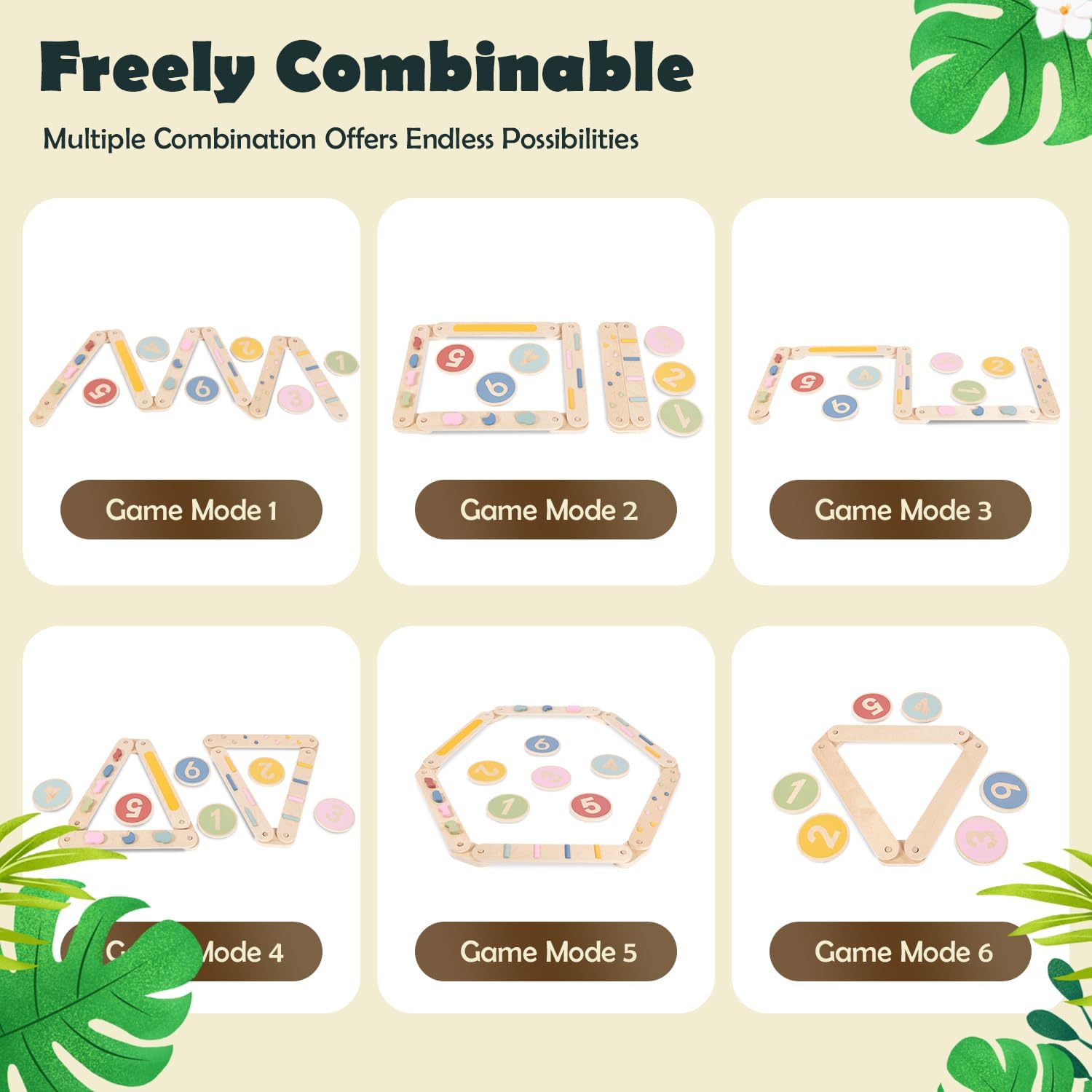 6 PCS Toddler Waldorf and Montessori Balance Board, Motor Skill Stepping Toy for Kids 3-5 Years