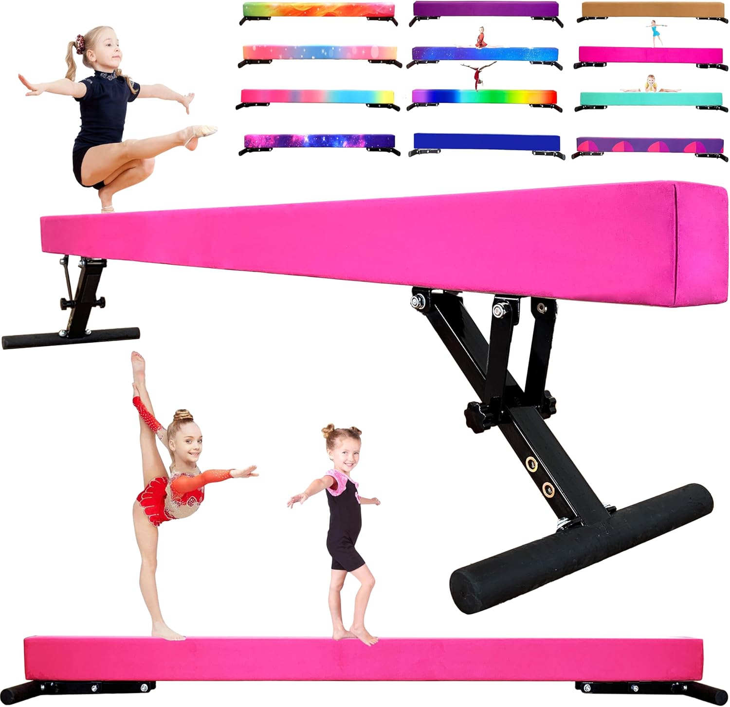 Adjustable Balance Beam 8 ft Gymnastic Beam Adjustable Height for Kids and Teenage of All Gymnastic Levels, Gymnastic Training Beam Gymnastic Equipment for Athlete Home and Gym Club Use