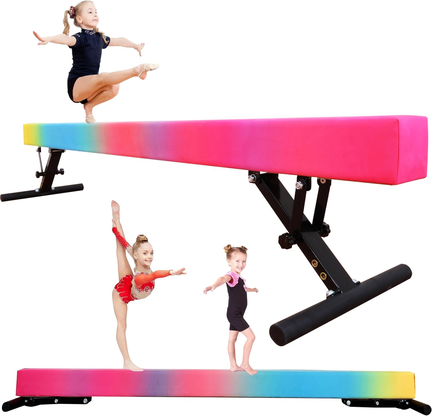 Adjustable Balance Beam 8 ft Gymnastic Beam Adjustable Height for Kids and Teenage of All Gymnastic Levels