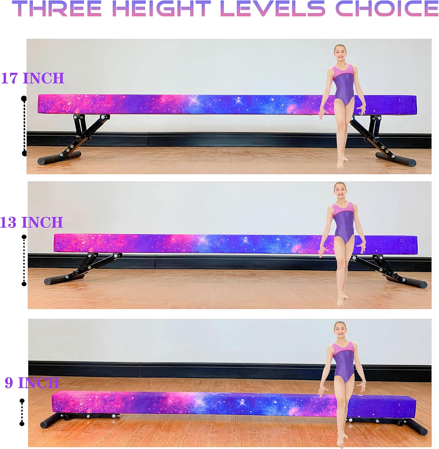 Adjustable Balance Beam 8 ft Gymnastic Beam Adjustable Height for Kids and Teenage of All Gymnastic Levels