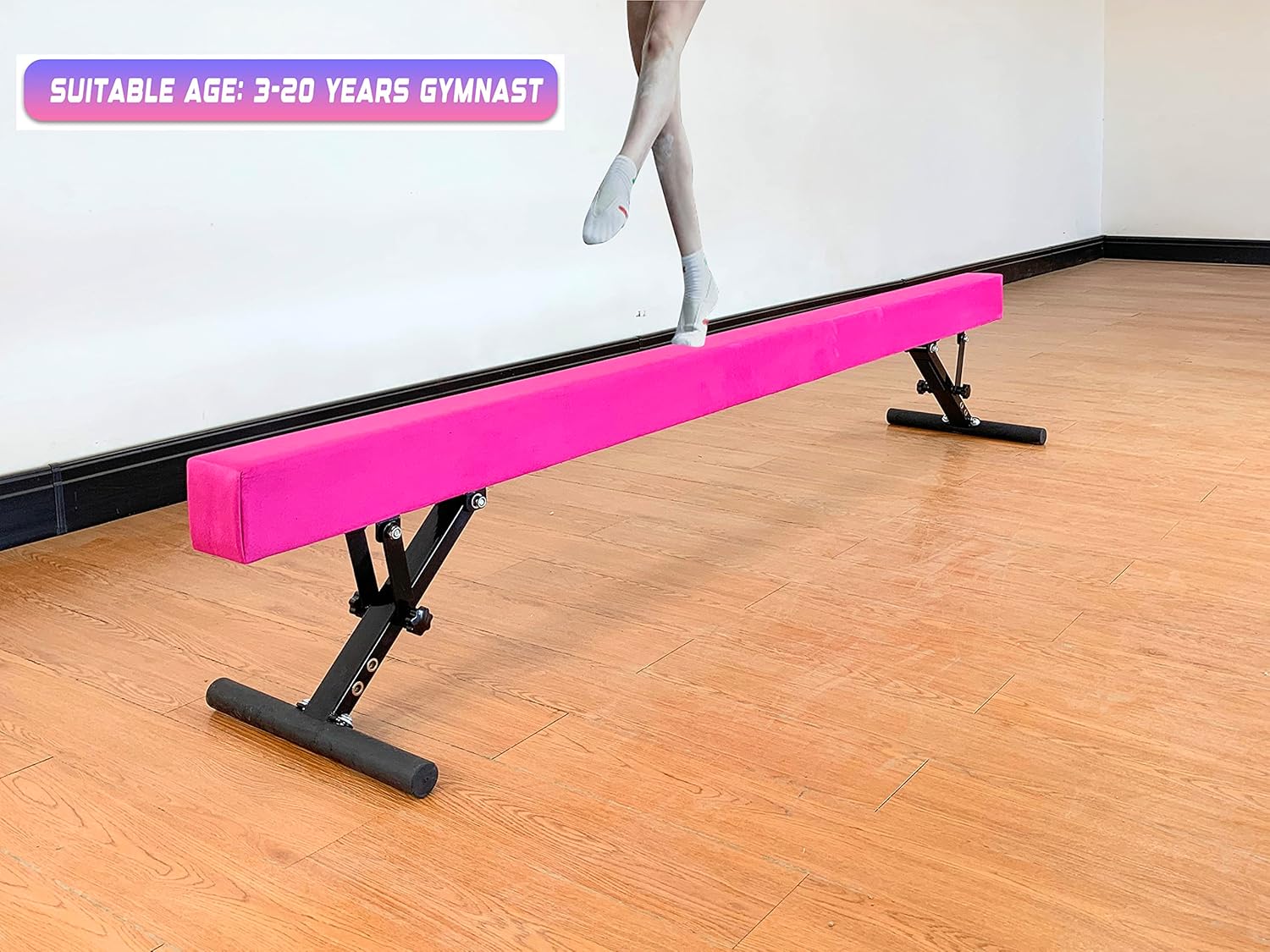 Adjustable Balance Beam 8 ft Gymnastic Beam Adjustable Height for Kids and Teenage of All Gymnastic Levels, Gymnastic Training Beam Gymnastic Equipment for Athlete Home and Gym Club Use