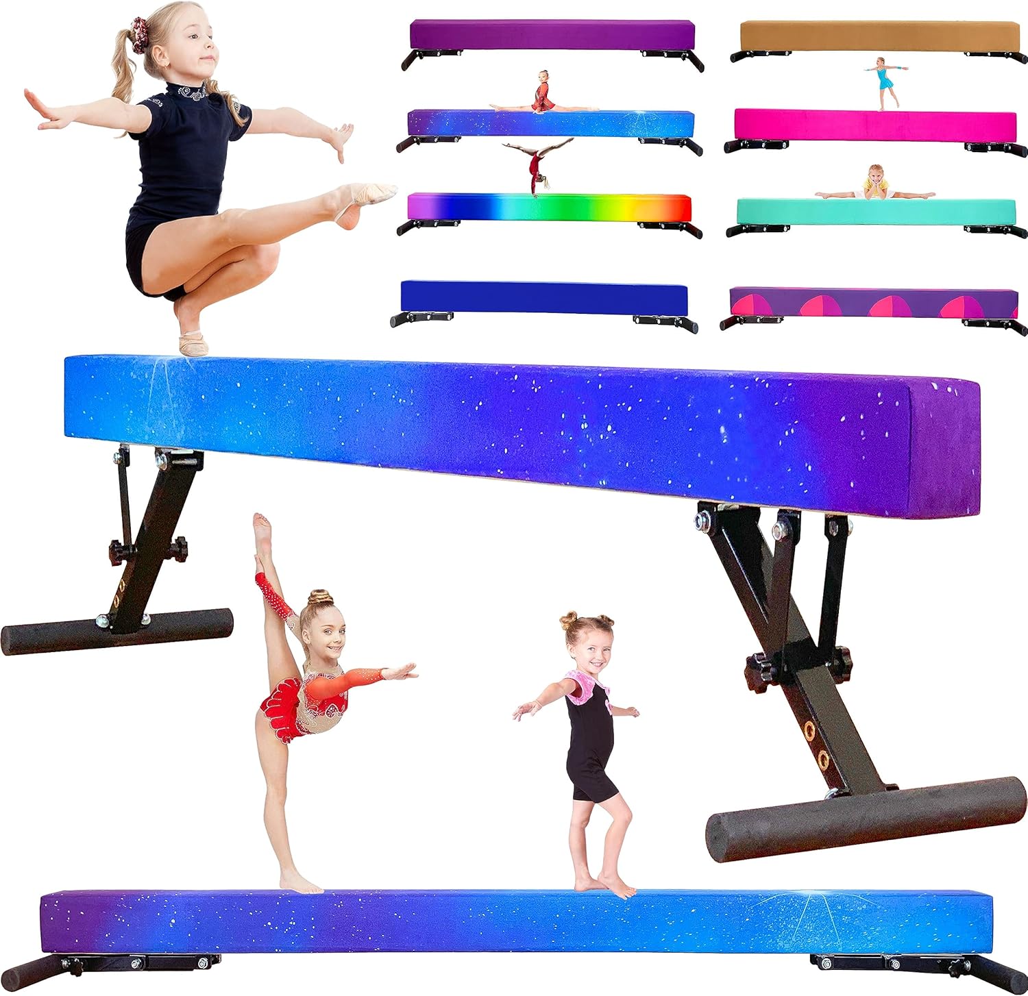 Adjustable Balance Beam 8 ft Gymnastic Beam Adjustable Height for Kids and Teenage of All Gymnastic Levels