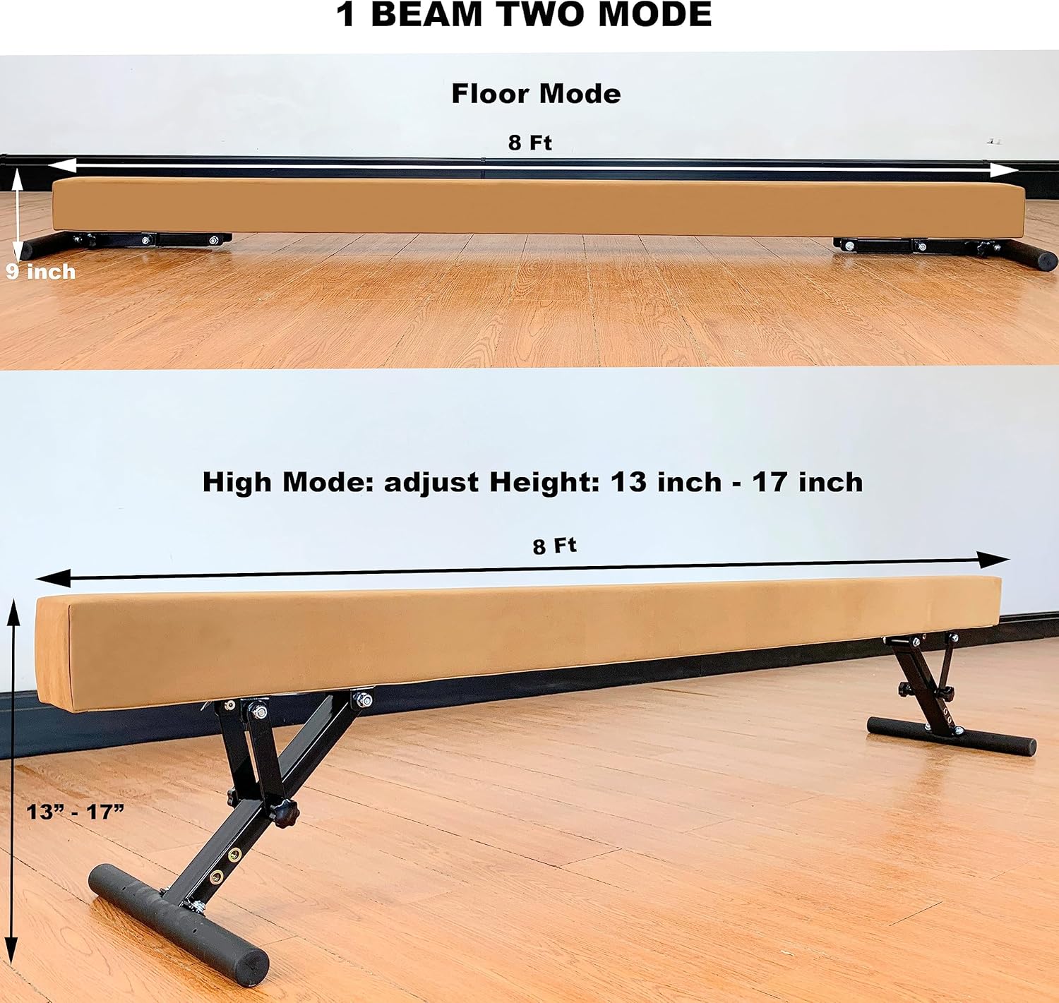 Adjustable Balance Beam 8 ft Gymnastic Beam Adjustable Height for Kids and Teenage of All Gymnastic Levels