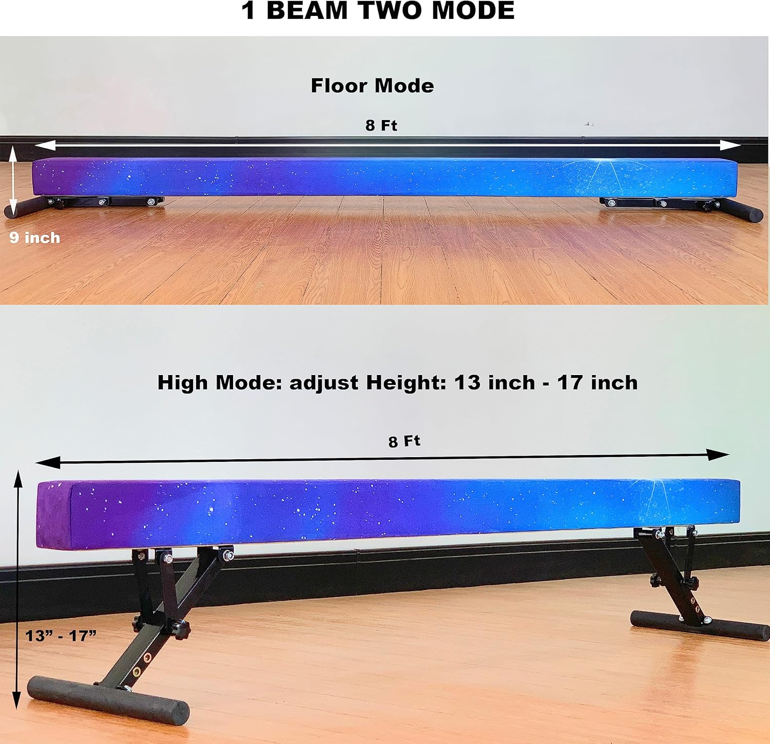 Adjustable Balance Beam 8 ft Gymnastic Beam Adjustable Height for Kids and Teenage of All Gymnastic Levels