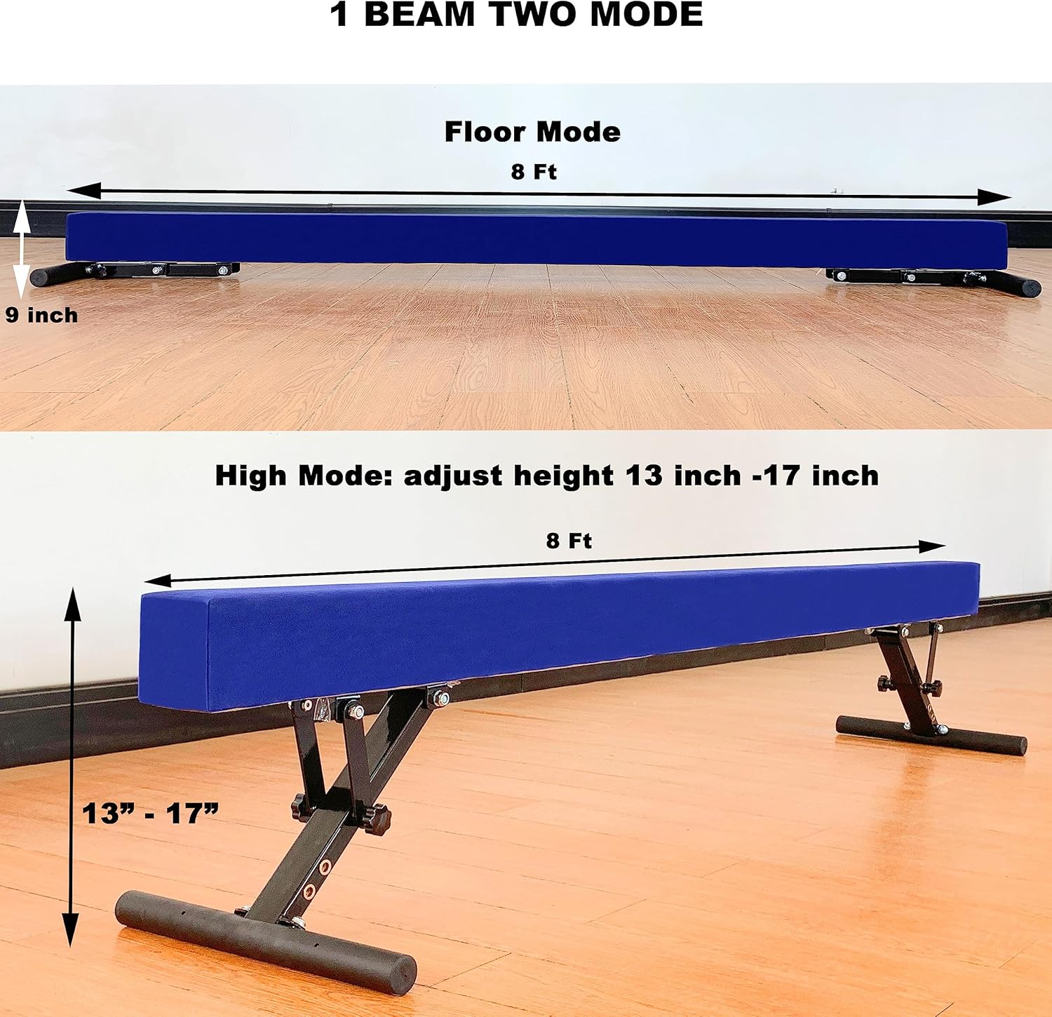 Adjustable Balance Beam 8 ft Gymnastic Beam Adjustable Height for Kids and Teenage of All Gymnastic Levels