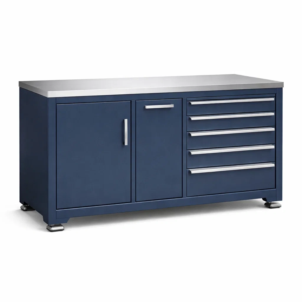 Armadio portautensili in acciaio con piano in acciaio inossidabile blu-ELEGANTLIVINGNOOK