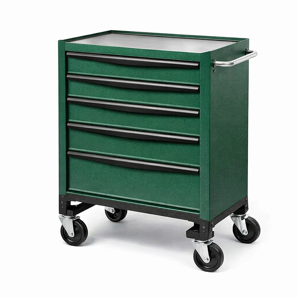 Carrello portautensili in acciaio verde con cassetti-ELEGANTLIVINGNOOK
