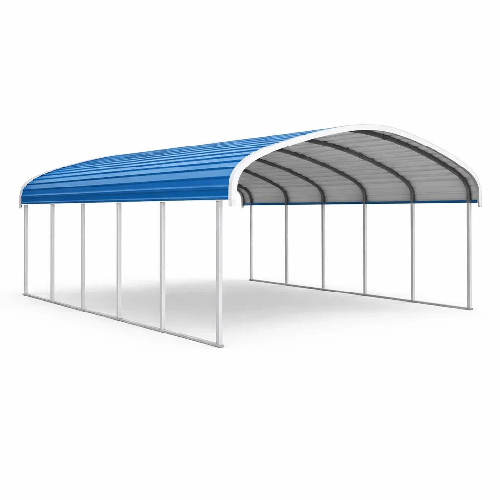 Carport in acciaio blu-ELEGANTLIVINGNOOK