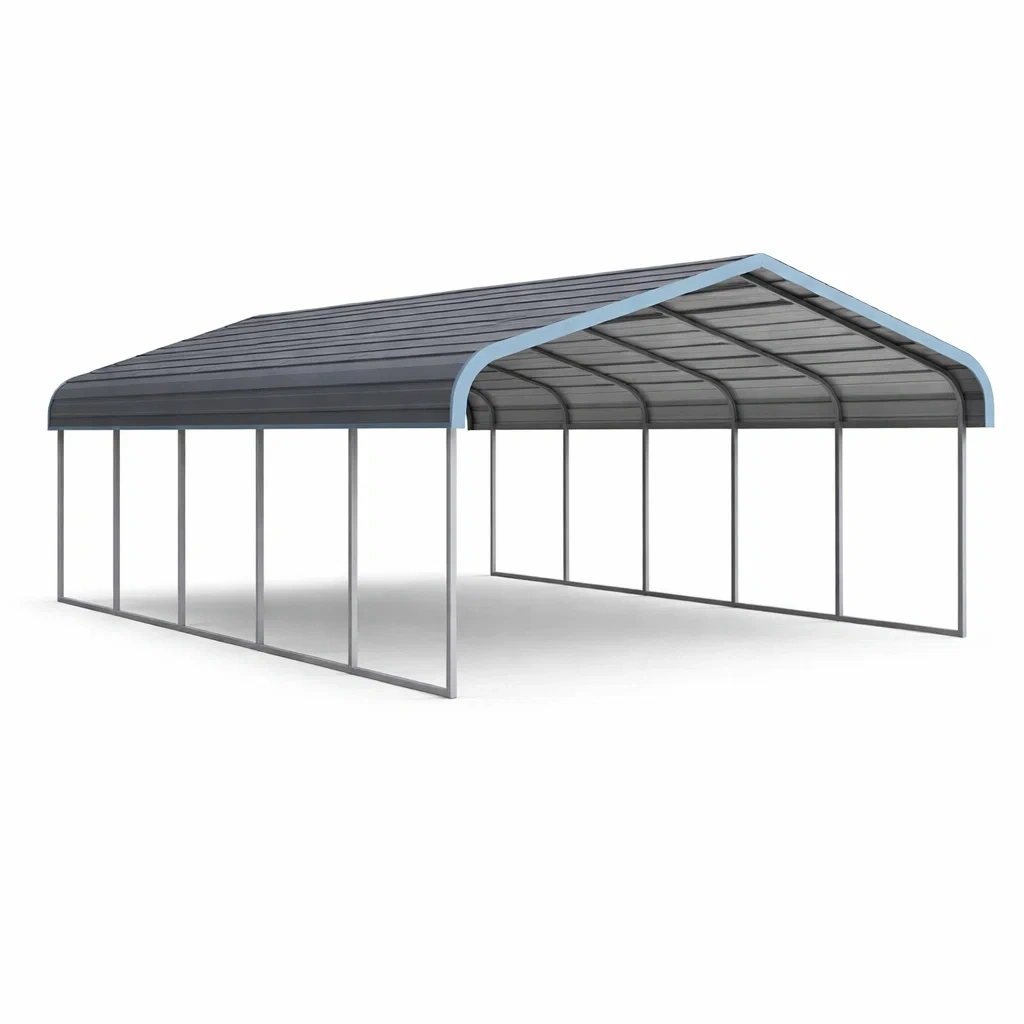 Carport in acciaio grigio-ELEGANTLIVINGNOOK