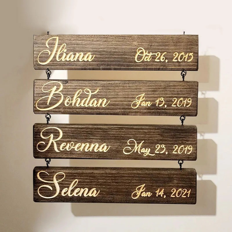 Custom Name Slat Add-On | 2024 Engraved Grandkids Sign Replacement for Existing Family Plaque