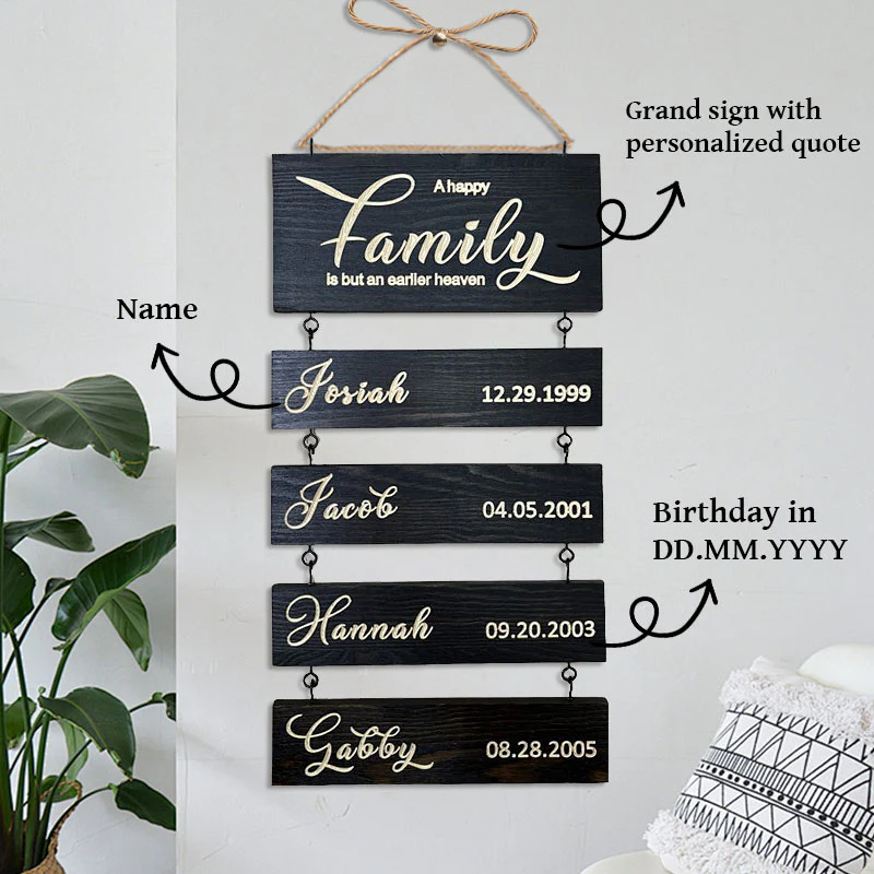 Upgraded Personalized Grandkids Hanging Sign | 2025 Engraved Family Keepsake Plaque