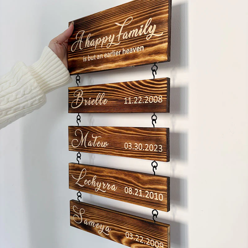 Upgraded Personalized Grandkids Hanging Sign | 2025 Engraved Family Keepsake Plaque