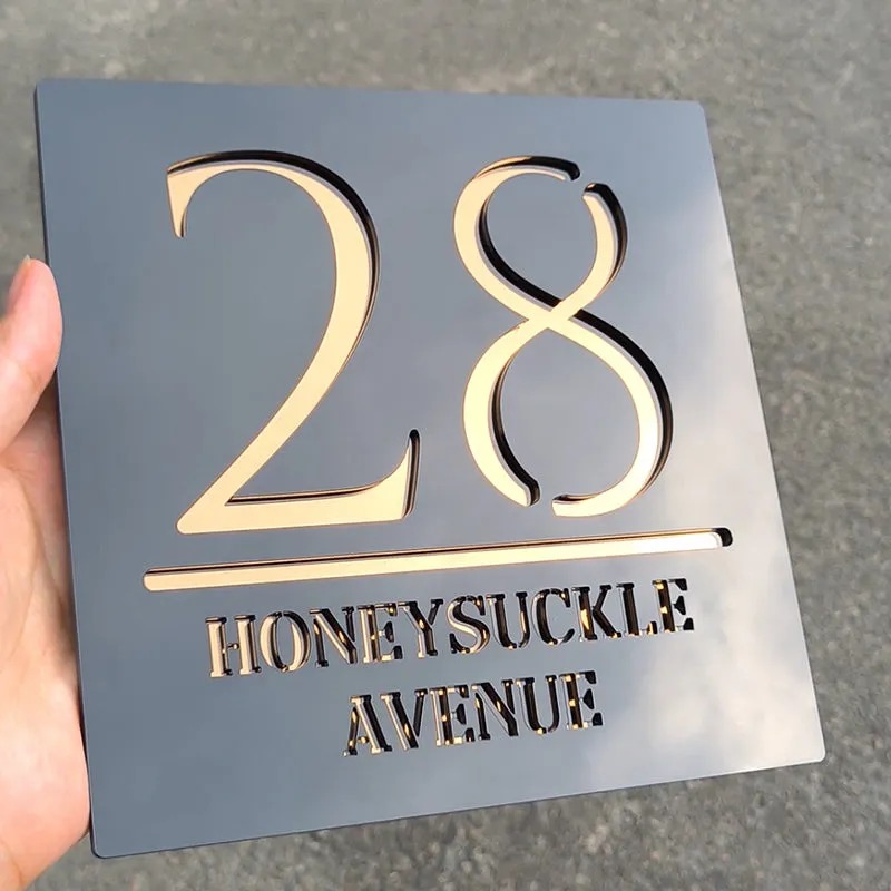 Modern Custom House Number Sign | Personalized Address Plaque for Home Decor